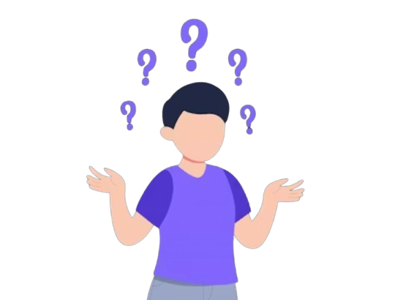 Illustration of a person surrounded by question marks